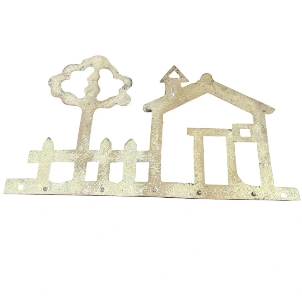 Vintage Brass House & Tree Wall Hook Rack|Key Hook